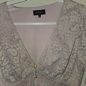 MAJORELLE Lavender Lace V-Neck Top